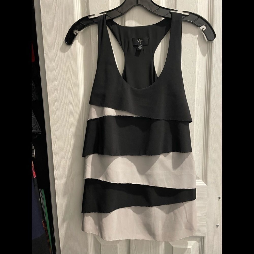Aqua Black & Gray Sleeveless Top